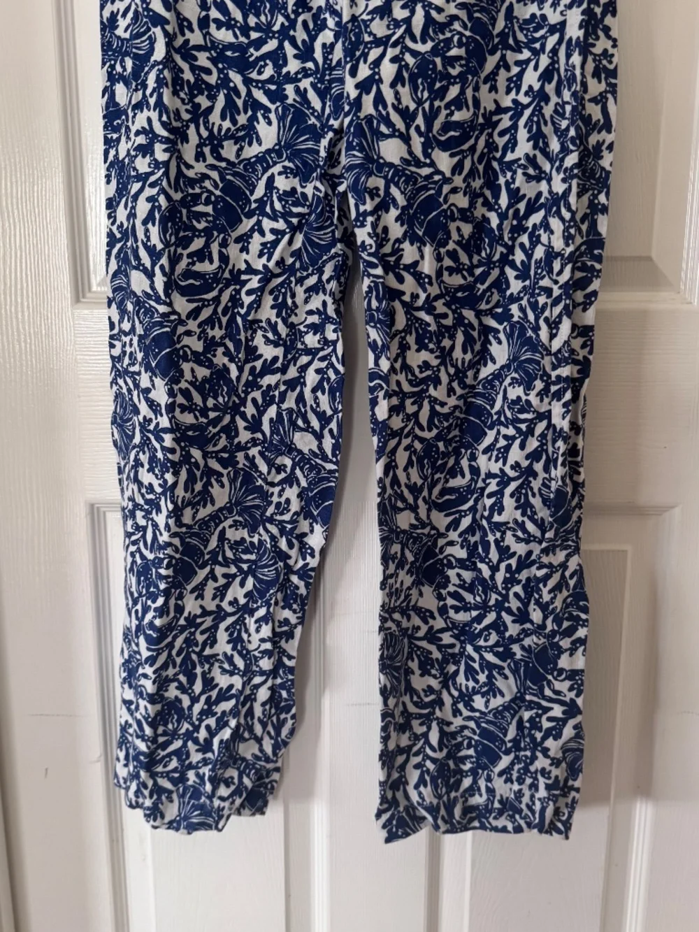 Lilly Pulitzer Beach Linen Palazzo Pants in Blue and White Pattern Size Small - Picture 4 of 9